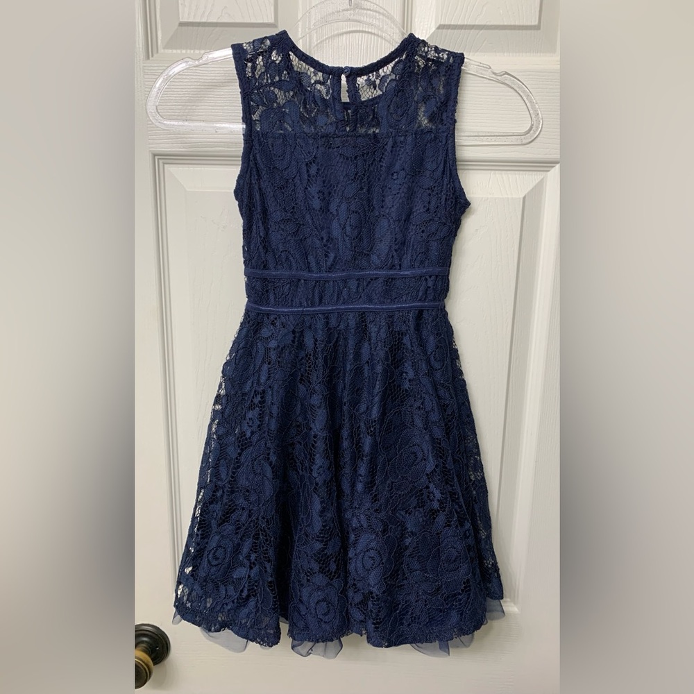 Amy Byer Navy Lace Fit & Flare Party Dress, Size 10